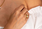 Beautiful 14k plated ring adorned with a dazzling Moissanite stone