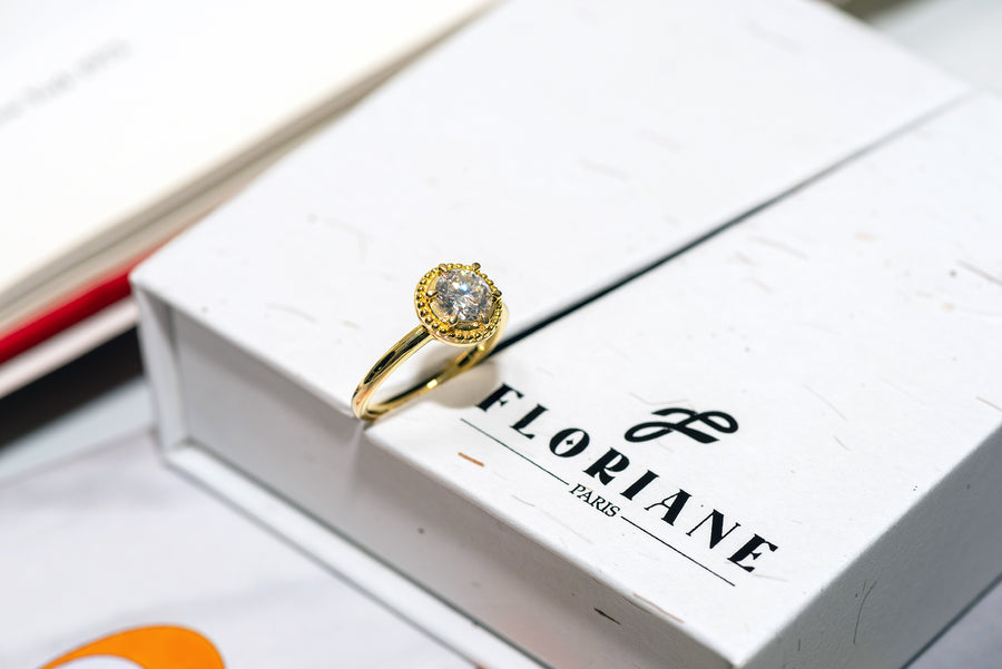 Beautiful 14k plated ring adorned with a dazzling Moissanite stone