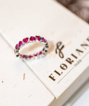 Heart Love, Ruby Gemstone Ladies Rings/ 925 Sterling Silver