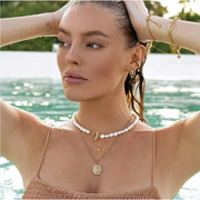 Freshwater Perl Necklace with 18K Gold Plated Accent