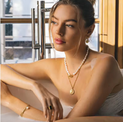 Freshwater Perl Necklace with 18K Gold Plated Accent