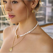 Freshwater Perl Necklace with 18K Gold Plated Accent