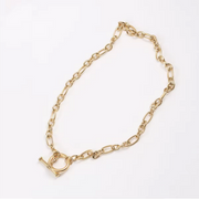 Punk 18K Gold Plated Chunky Oval Link Chain Toggle Necklace